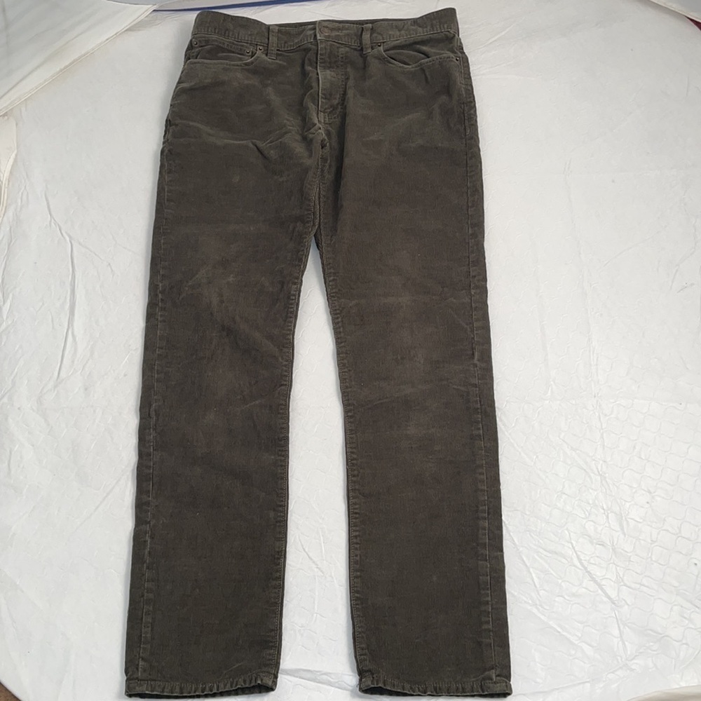 J Crew Factory Flex Slim Fit olive green corduroy pants 32x32